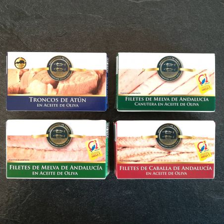 Fisch Konserven in Olivenöl Set 4 x 120g | 480g Set TarifaFisch Fisch Konserven in Olivenöl Set 4 x 120g | 480g Set TarifaFisch